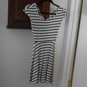 Popular Basics draw string back, striped dress